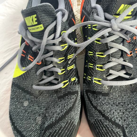 Nike Size 12 Zoom Air Structure 18 Running sneakers shoes Men Gray black neon - Picture 3 of 12